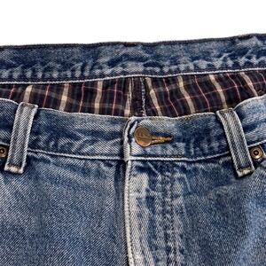 LL Bean Double L Natural Fit Flannel Lined Jeans Mens 37x29 Blue Distressed Y2K